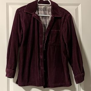 LL Bean Corduroy Flannel Lined Button Down Top